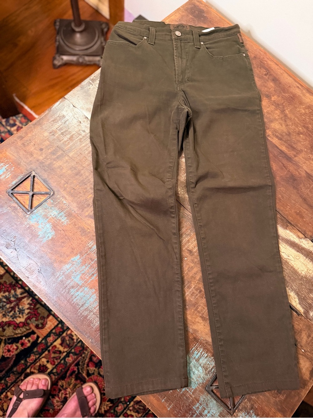 vintage 90s Versace Dark Chocolate Brown Jeans 2w/Medusa Buttons & Grommets